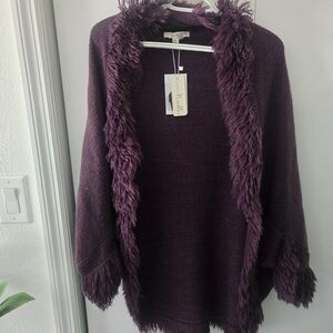Women's Fuzzy Cardigan - Purple